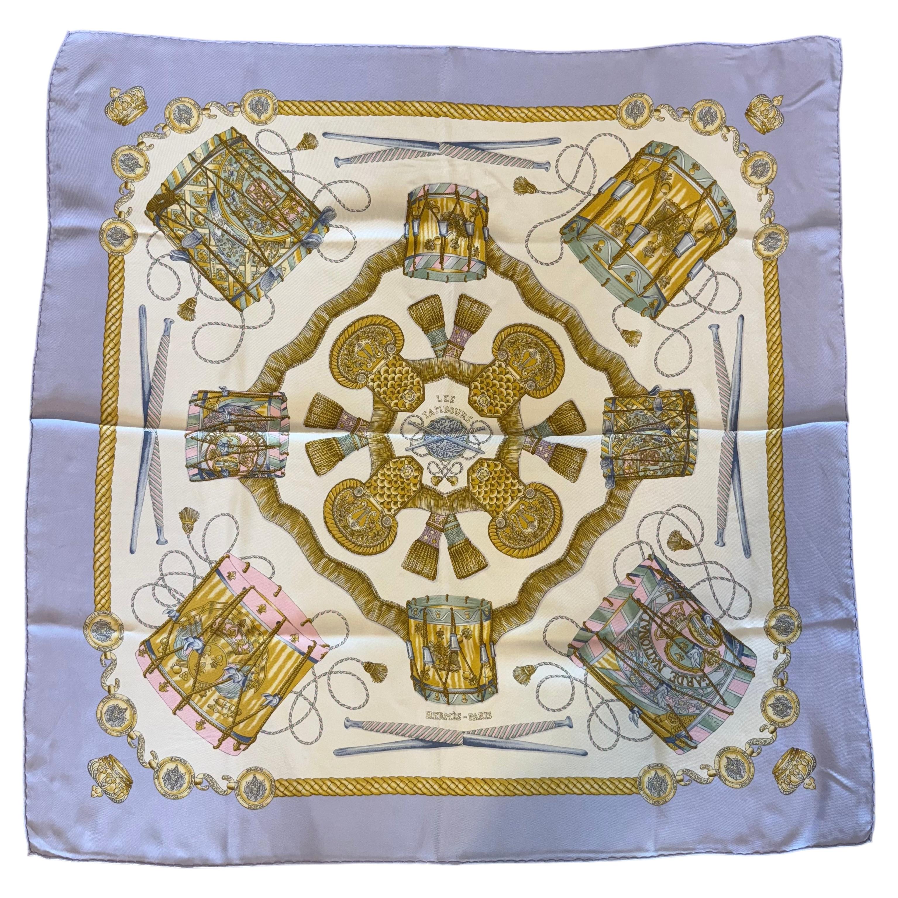 Vintage By Hermès "Les Tambours" Seidenfoulard / -schal