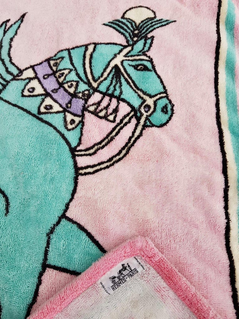 Vintage Hermès Love Horses Beach Towel For Sale at 1stDibs
