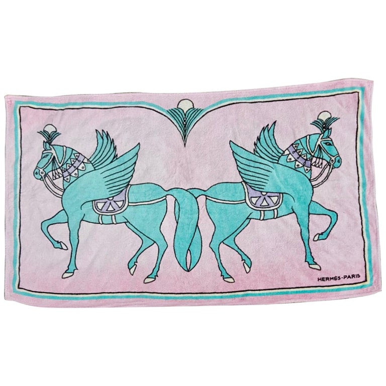 Vintage Hermès Love Horses Beach Towel For Sale at 1stDibs