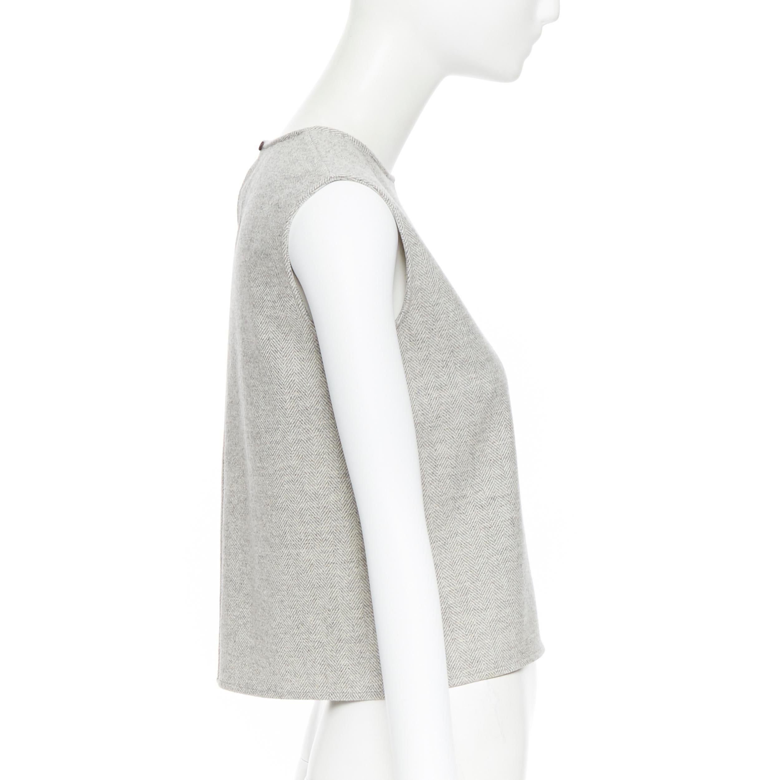 Women's vintage HERMES MARGIELA virigin wool cashmere blend chevron sleeveless vest FR34