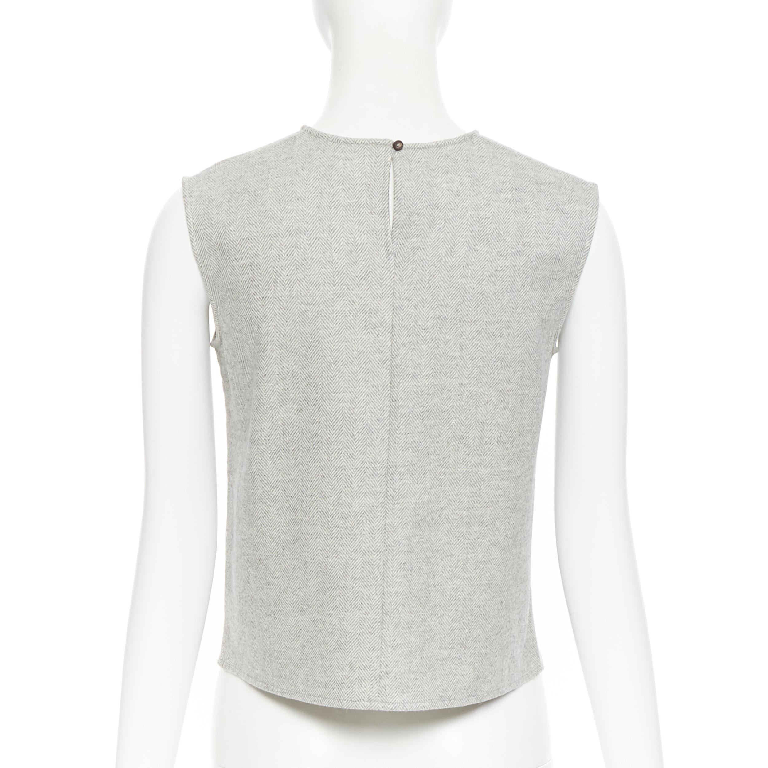 vintage HERMES MARGIELA virigin wool cashmere blend chevron sleeveless vest FR34 1