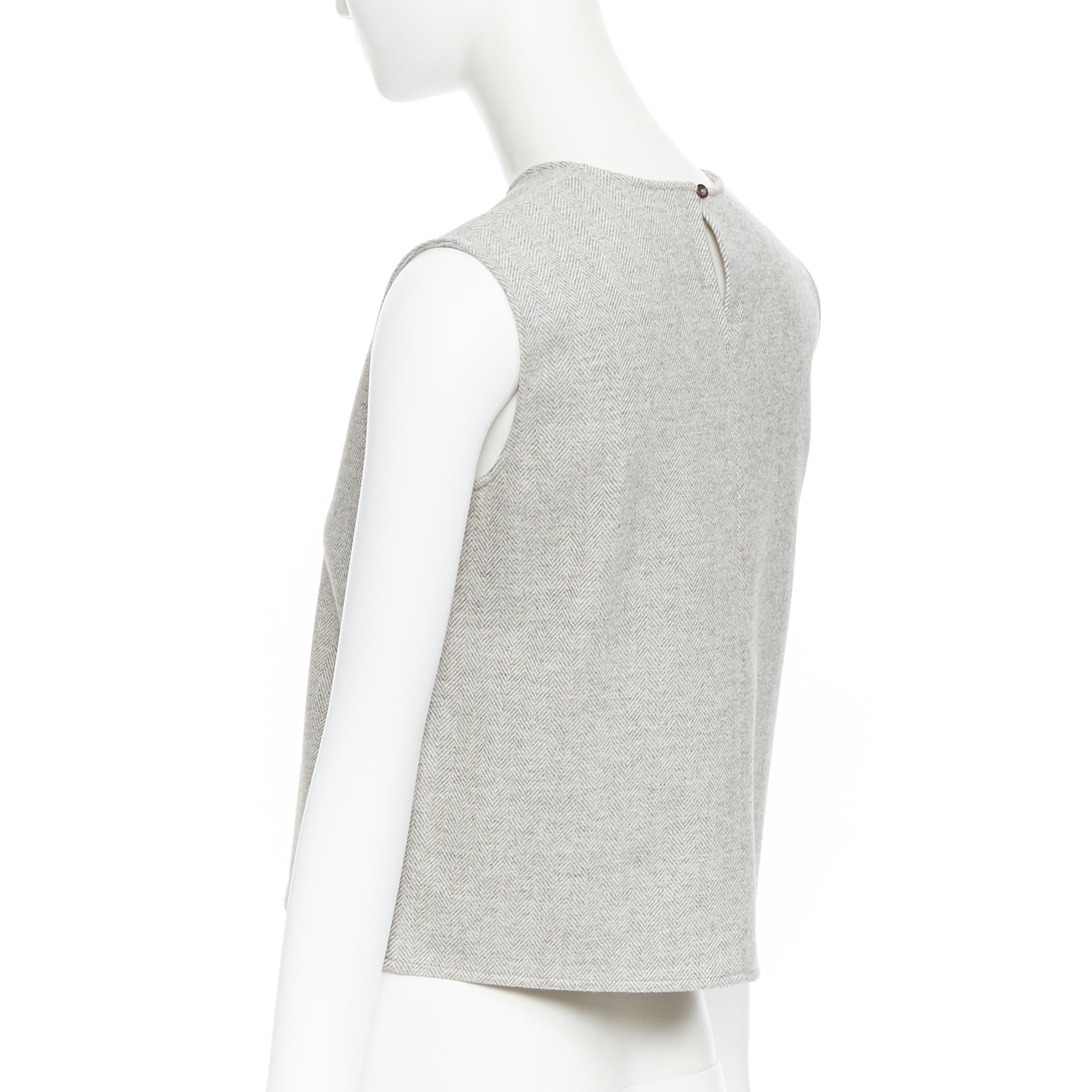vintage HERMES MARGIELA virigin wool cashmere blend chevron sleeveless vest FR34 2