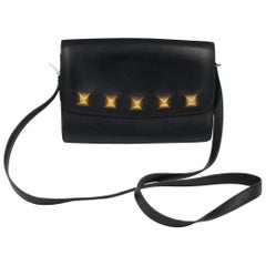 Vintage Hermes Medor Shoulder Bag in Navy Box Leather