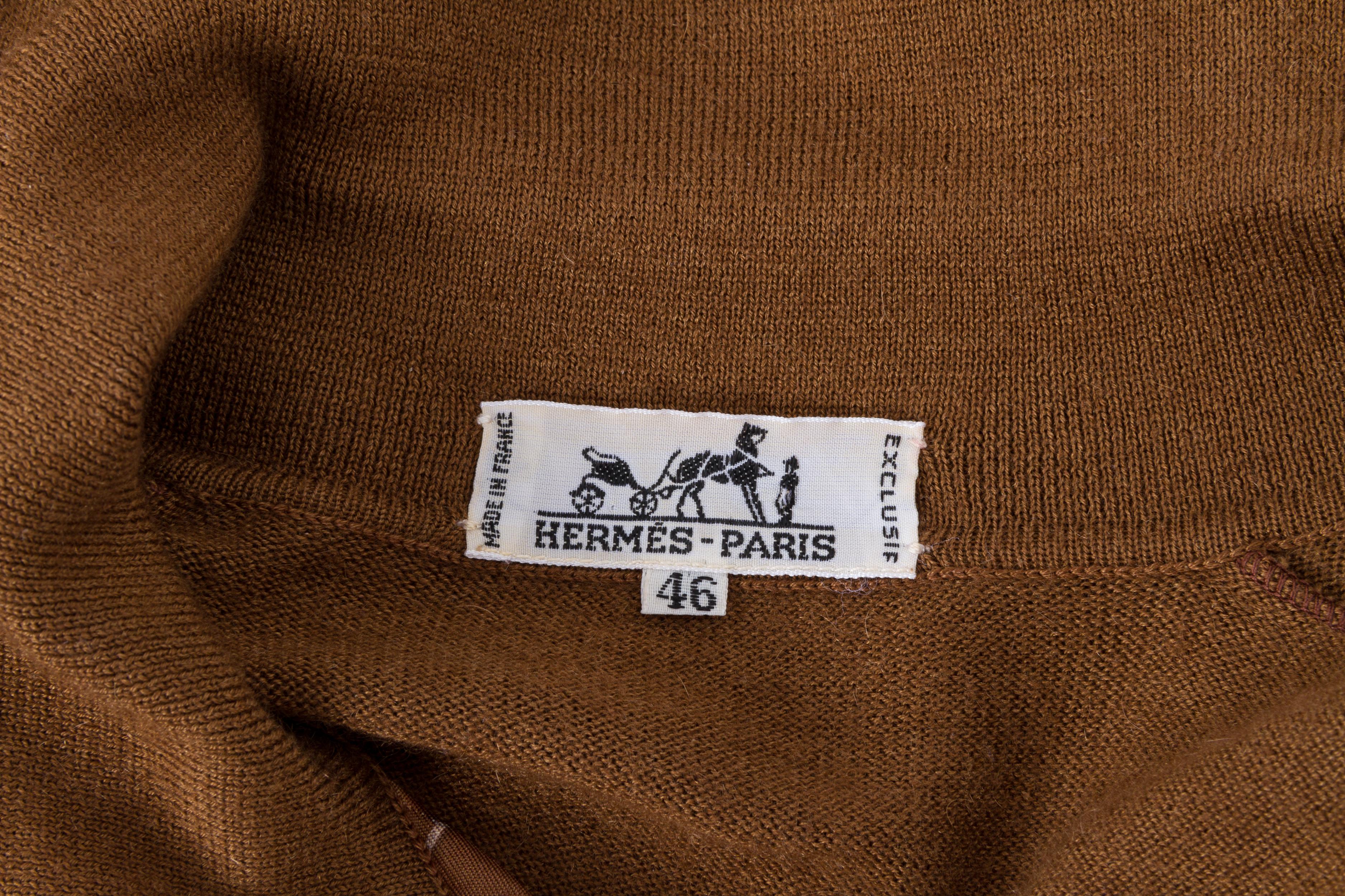 Vintage Hermès Men's Silk Cashmere Pullover Brazil Brown Sweater Top Shirt  46 2