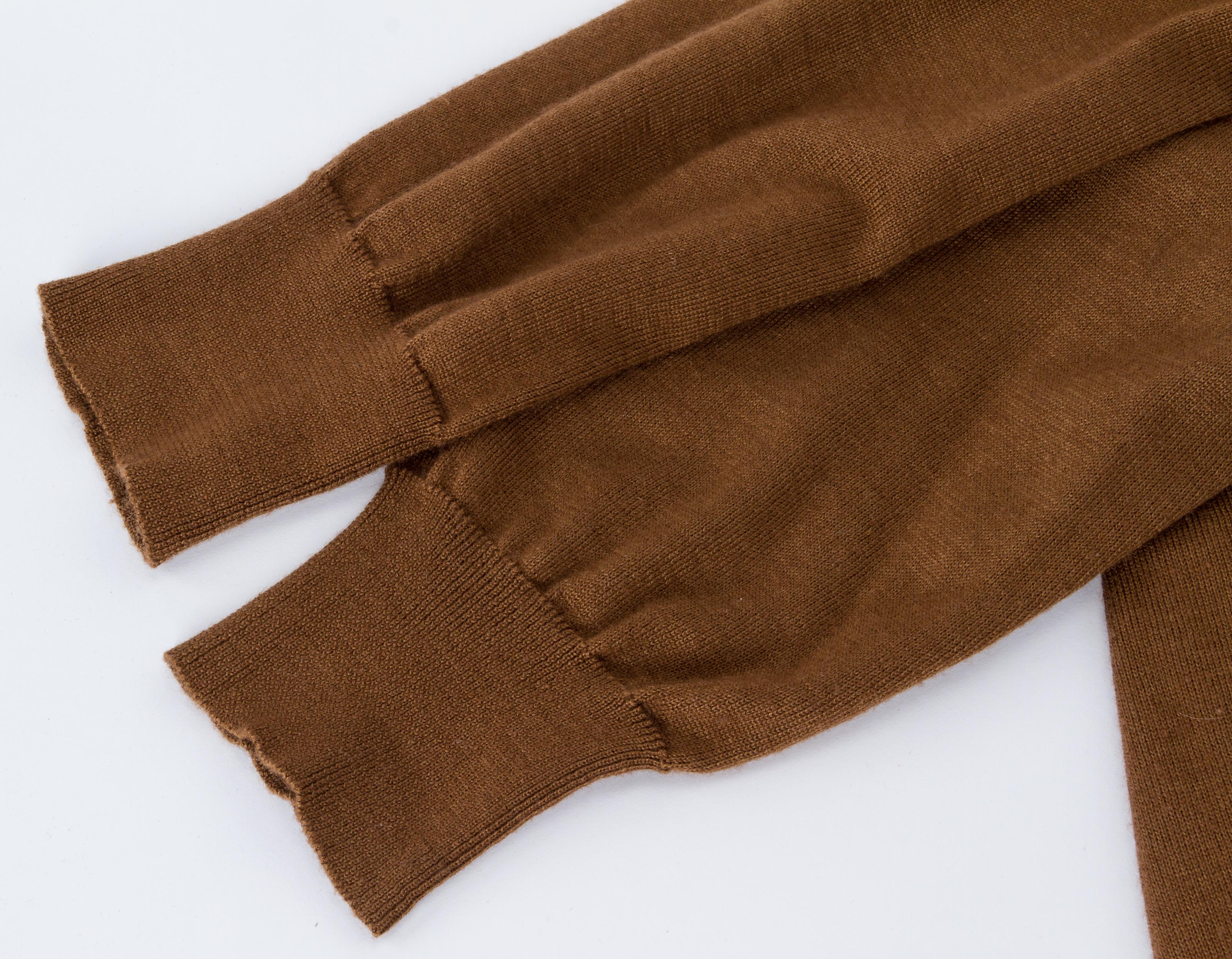 Vintage Hermès Men's Silk Cashmere Pullover Brazil Brown Sweater Top Shirt  46 3