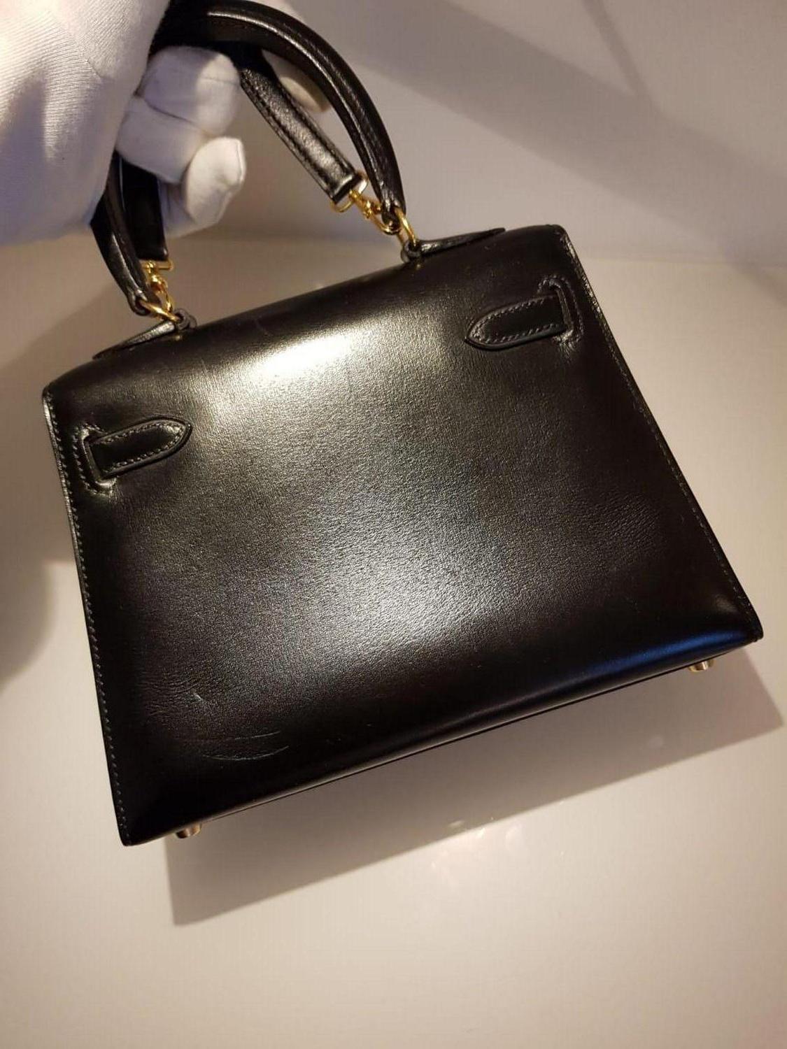 Vintage Hermès Mini Kelly Sellier Bag Black Box Leather Ghw 20 cm 5