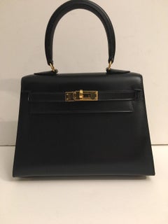 Vintage Hermès Mini Kelly Sellier Bag Black Box Leather Ghw 20 cm