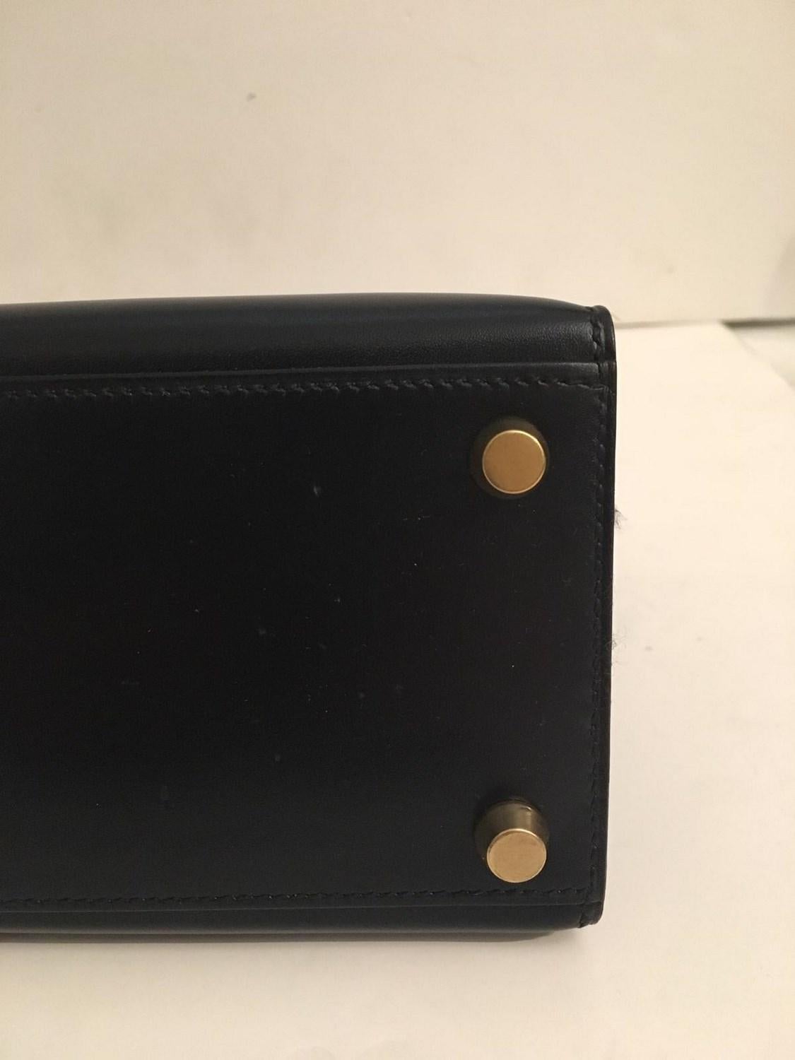 Vintage Hermès Mini Kelly Sellier Bag Black Box Leather Ghw 20 cm 1