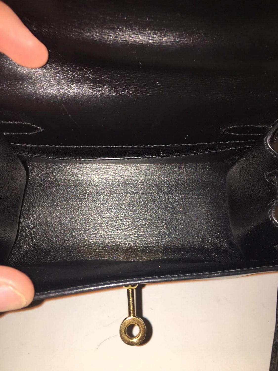 Vintage Hermès Mini Kelly Sellier Bag Black Box Leather Ghw 20 cm 3