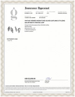 Vintage Hermès Mismatched Silver Cufflinks Stylizing Sailor Knots Twisted Loop