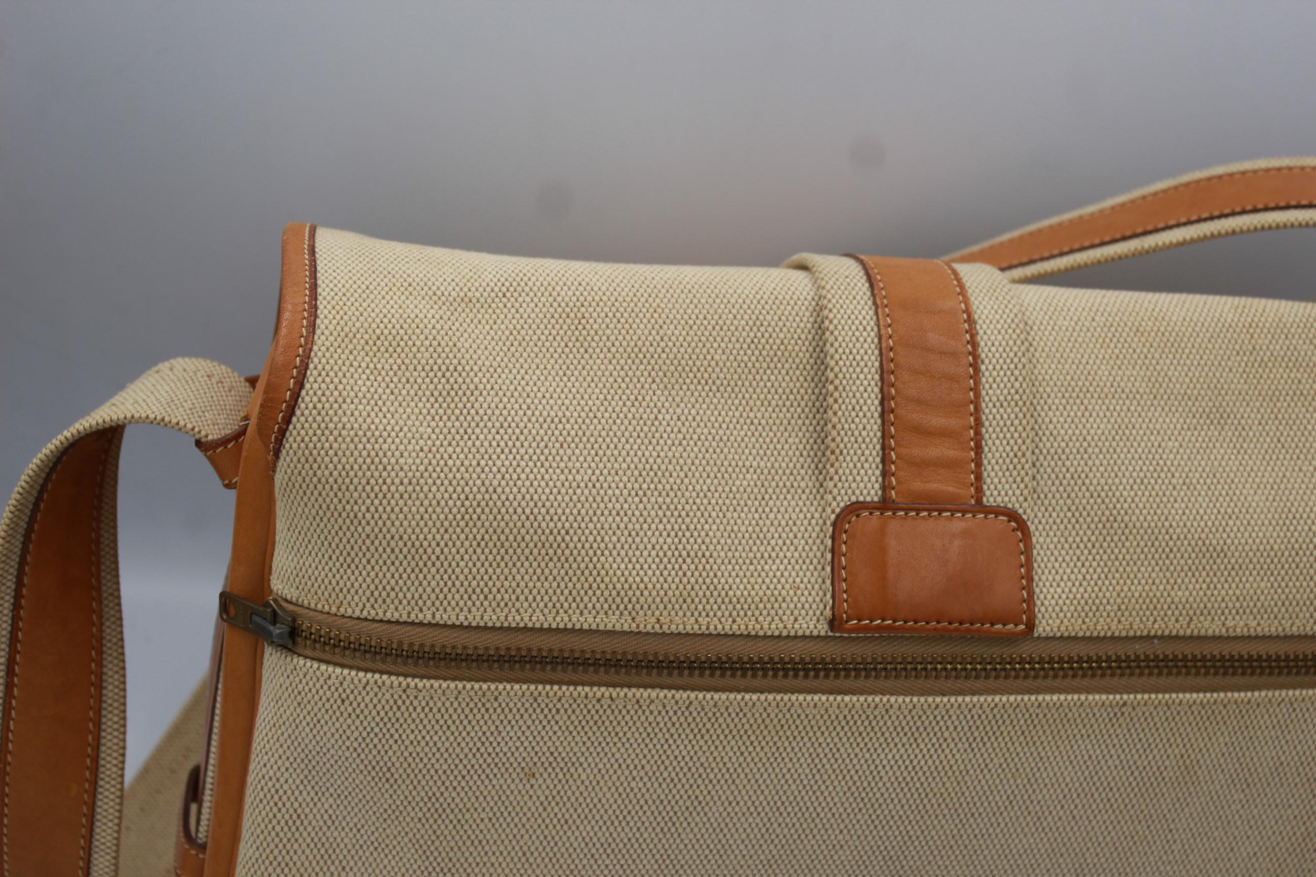 Vintage Hermes Noumea Messeger Bag in Leather and Canvas 1