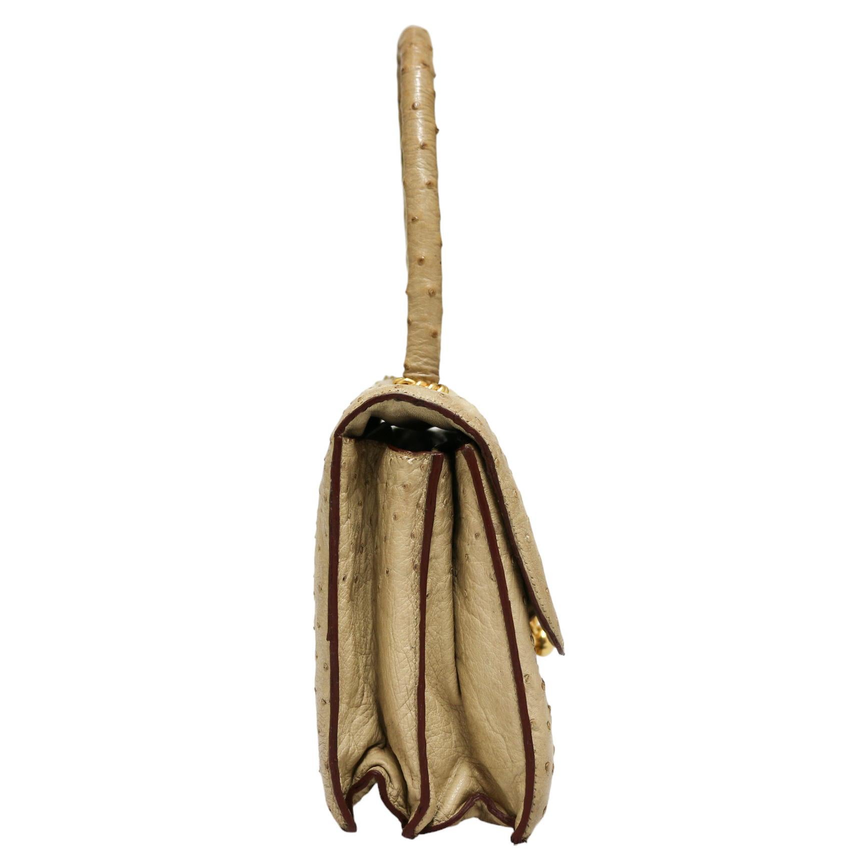 Vintage HERMES Ostrich Escale Bag In Good Condition For Sale In Paris, FR