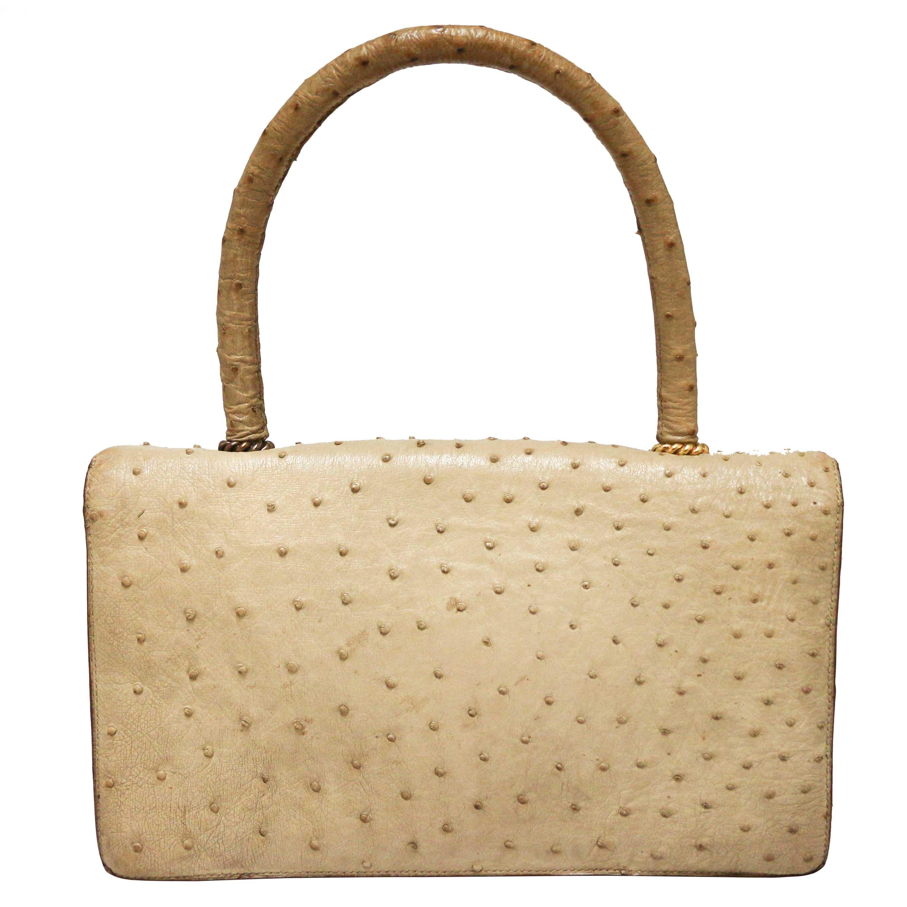 Women's Vintage HERMES Ostrich Escale Bag For Sale