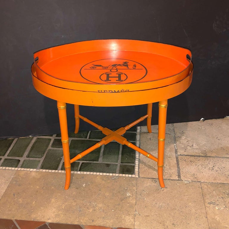 Vintage Hermes Painted Tray Top Cocktail Table at 1stDibs