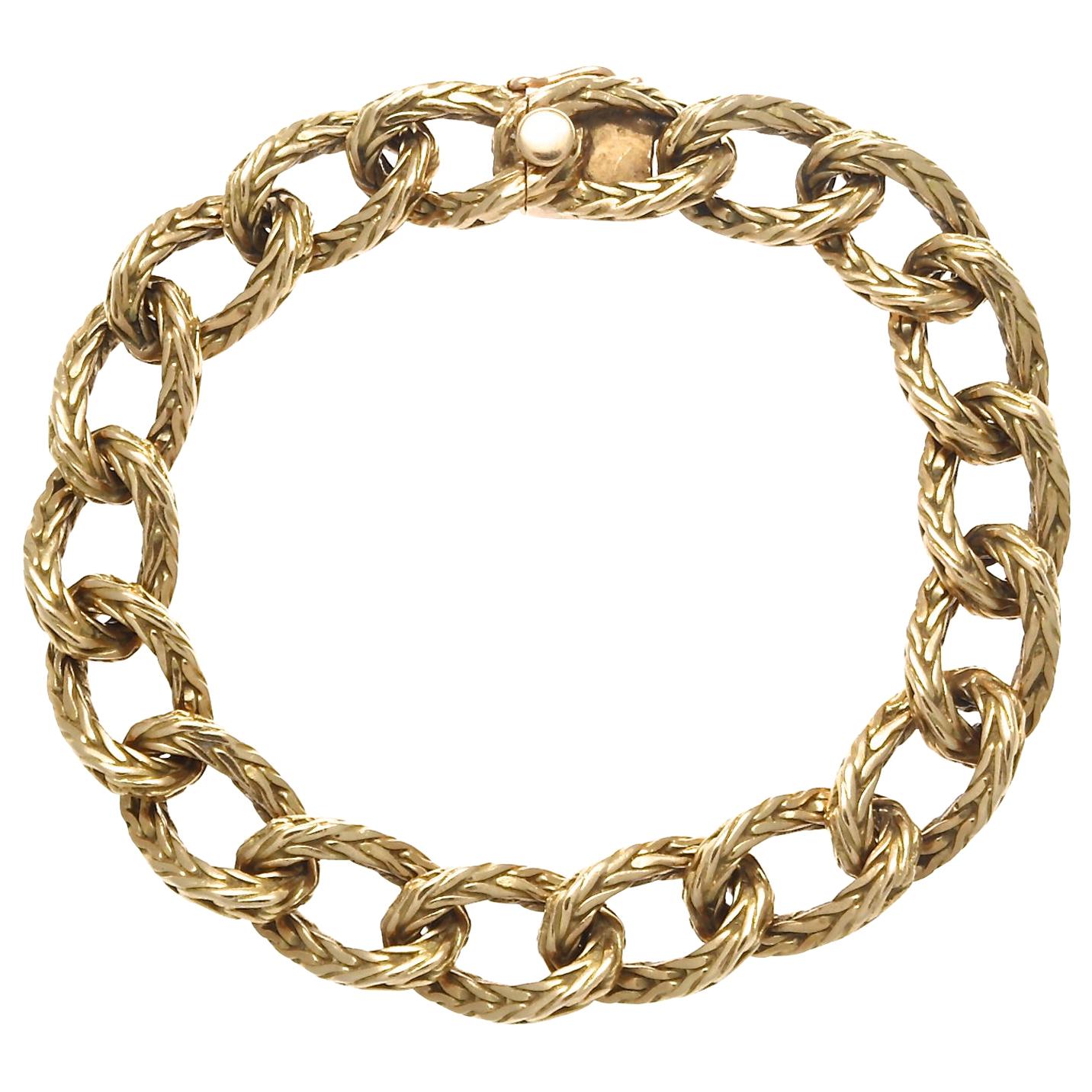 Vintage Hermés Paris 18 Karat Gold Oval Link Bracelet