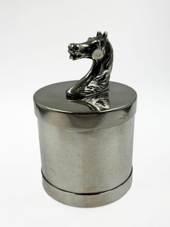 Vintage Hermès Paris Cigarette Case with Equestrian Design and Horse Finial