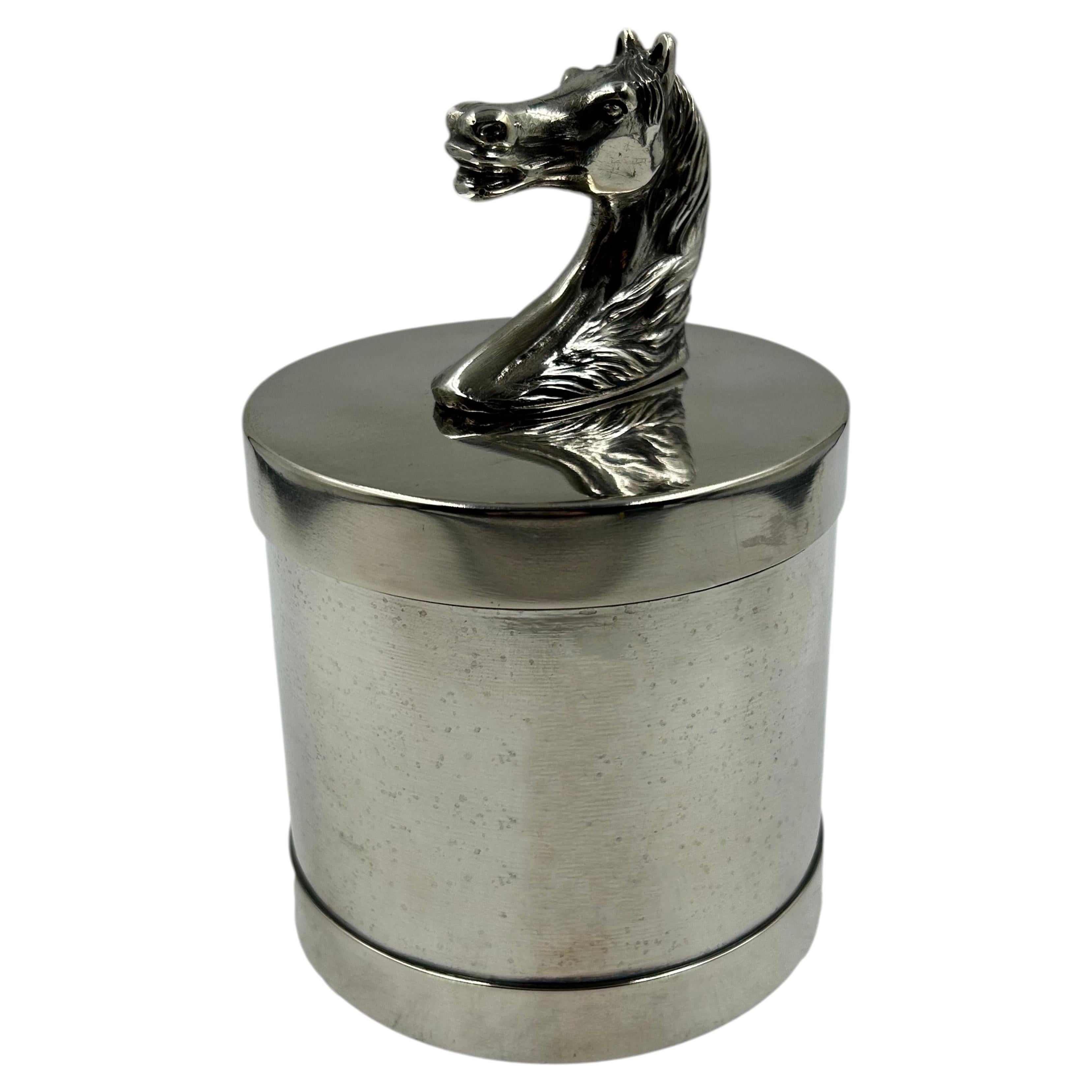 Vintage Hermès Paris Cigarette Case with Equestrian Design and Horse Finial