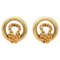  Vintage Hermès Paris Circular Knot Earrings Set in 18k Yellow Gold