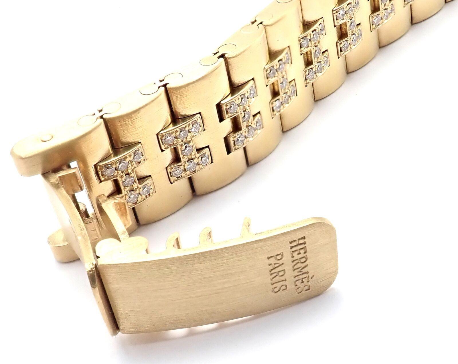 Vintage Hermes Paris Diamond Gold H Link Bracelet 5