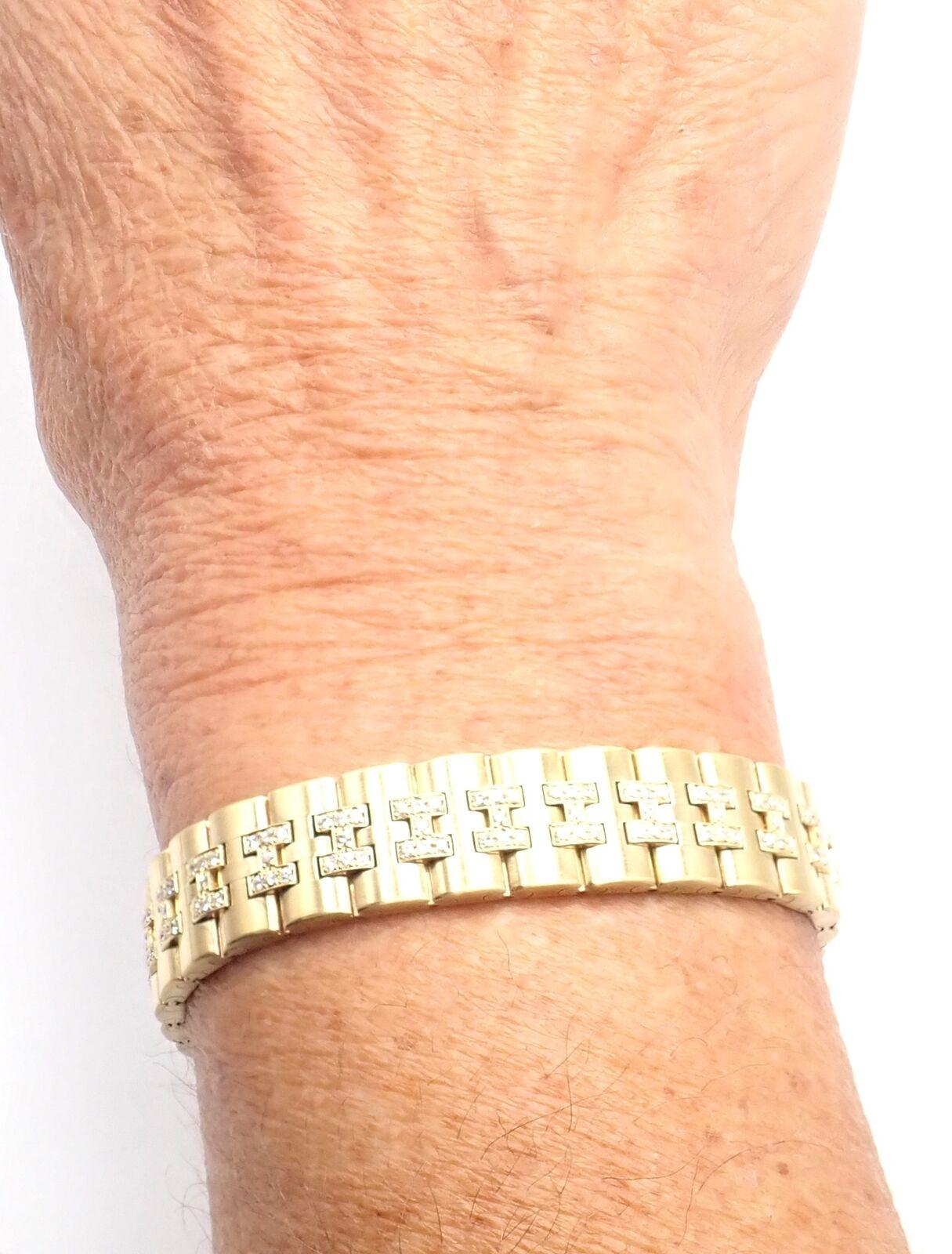Vintage Hermes Paris Diamond Gold H Link Bracelet 8