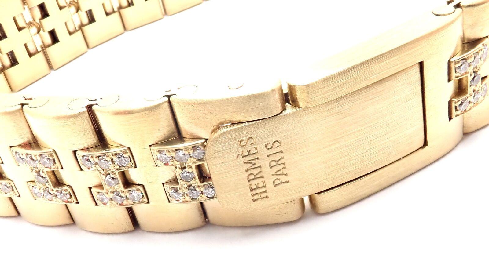 Vintage Hermes Paris Diamond Gold H Link Bracelet In Excellent Condition In Holland, PA
