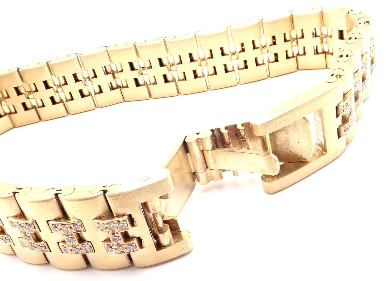 Vintage Hermes Paris Diamond Gold H Link Bracelet 1