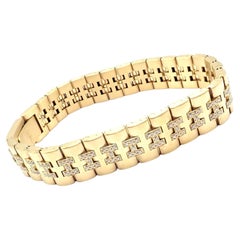 Vintage Hermes Paris Diamond Gold H Link Bracelet