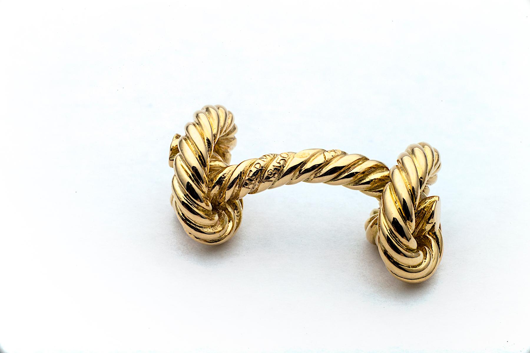 Contemporary Vintage Hermes Paris Gold Knot Cufflinks
