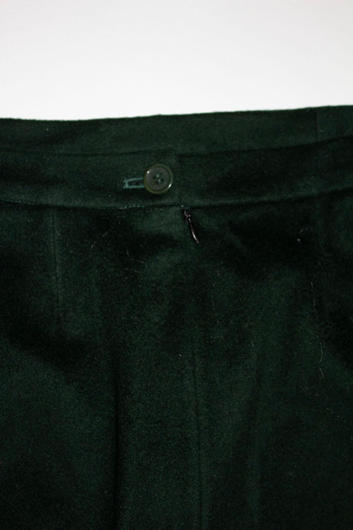 Women's Vintage  Hermes Paris Green Wool Skirt with Pockets For Sale