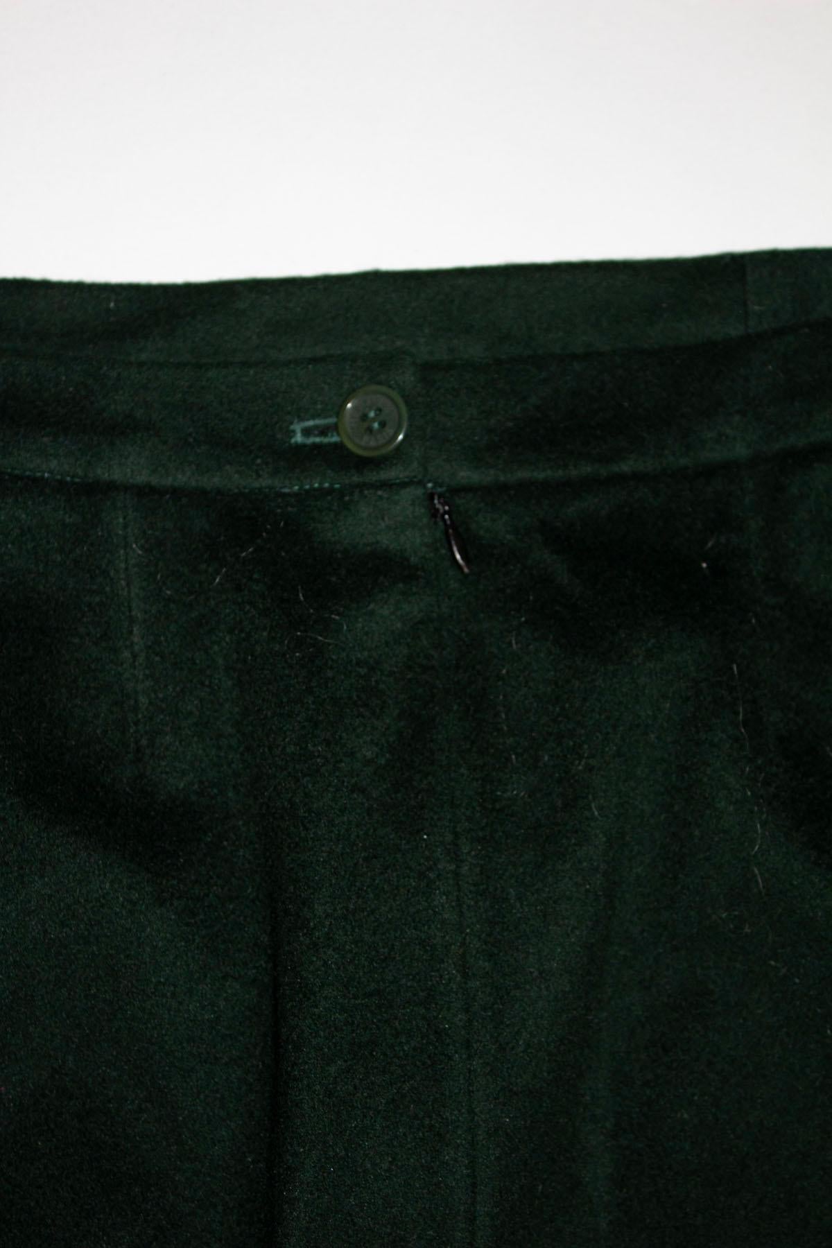Vintage  Hermes Paris Green Wool Skirt with Pockets In Good Condition For Sale In London, GB