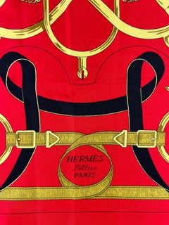 Vintage Hermès Paris Henri d'Origny Sellier Silk Scarf 90 CM