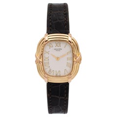 Vintage Hermes Paris Horloger 0732 24MM Quarz 18K Gelbgold Uhr