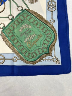 Vintage Hermès  Paris Julia Abadie “Cliquetis” Blue Silk Scarf 90