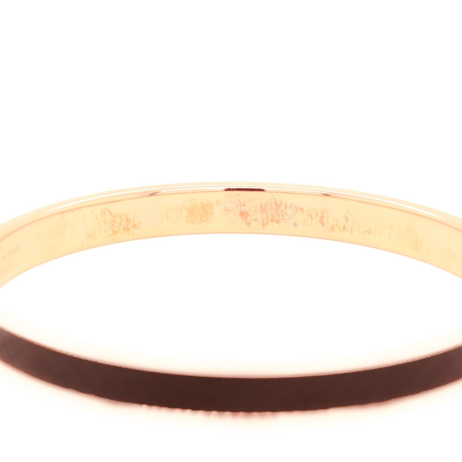 Vintage Hermes Paris Kawaii (Rose) Gold Plated & Epsom Leather Bangle Bracelet For Sale 6