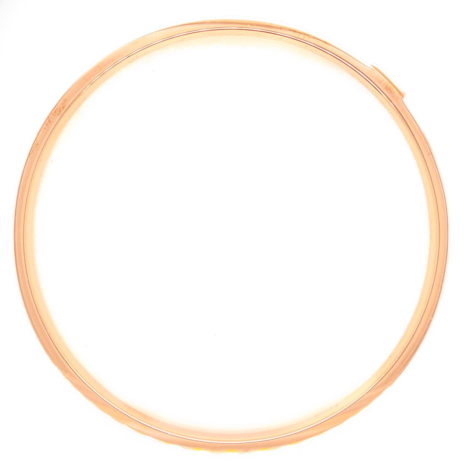 Vintage Hermes Paris Kawaii (Rose) Gold Plated & Epsom Leather Bangle Bracelet For Sale 2