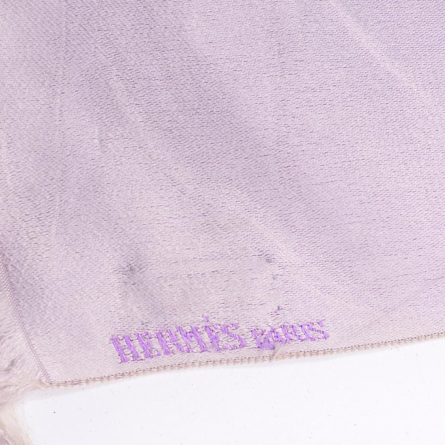Vintage Hermés Paris Lilac Purple Horse & Carriage Jacquard Unisex Mens Scarf 5
