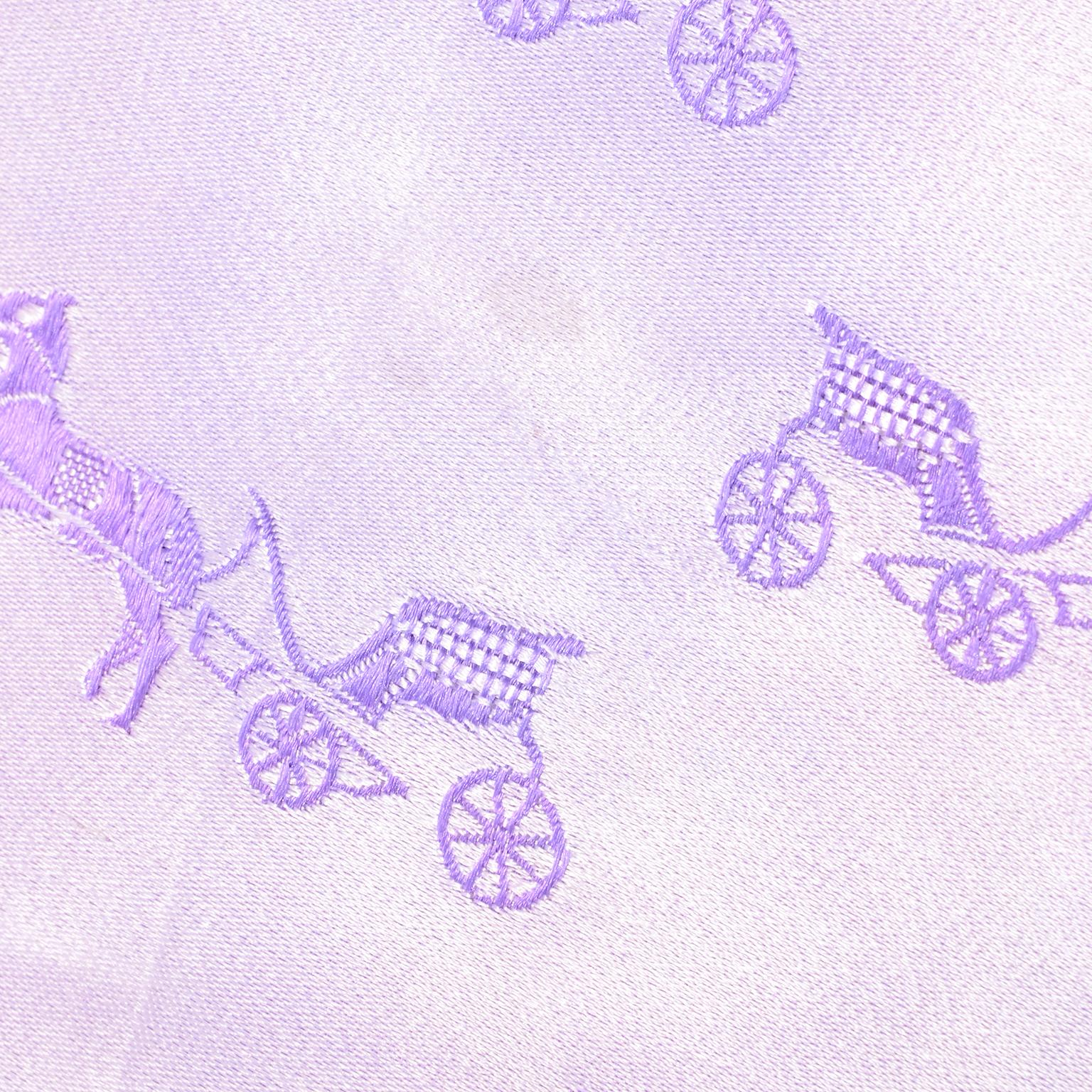 Vintage Hermés Paris Lilac Purple Horse & Carriage Jacquard Unisex Mens Scarf In Good Condition In Portland, OR