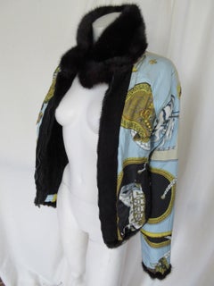 Vintage HERMES Paris Mink Jacket with printed Scarf Silk Lining