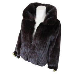 Vintage HERMES Paris Mink Jacket with printed Scarf Silk Lining