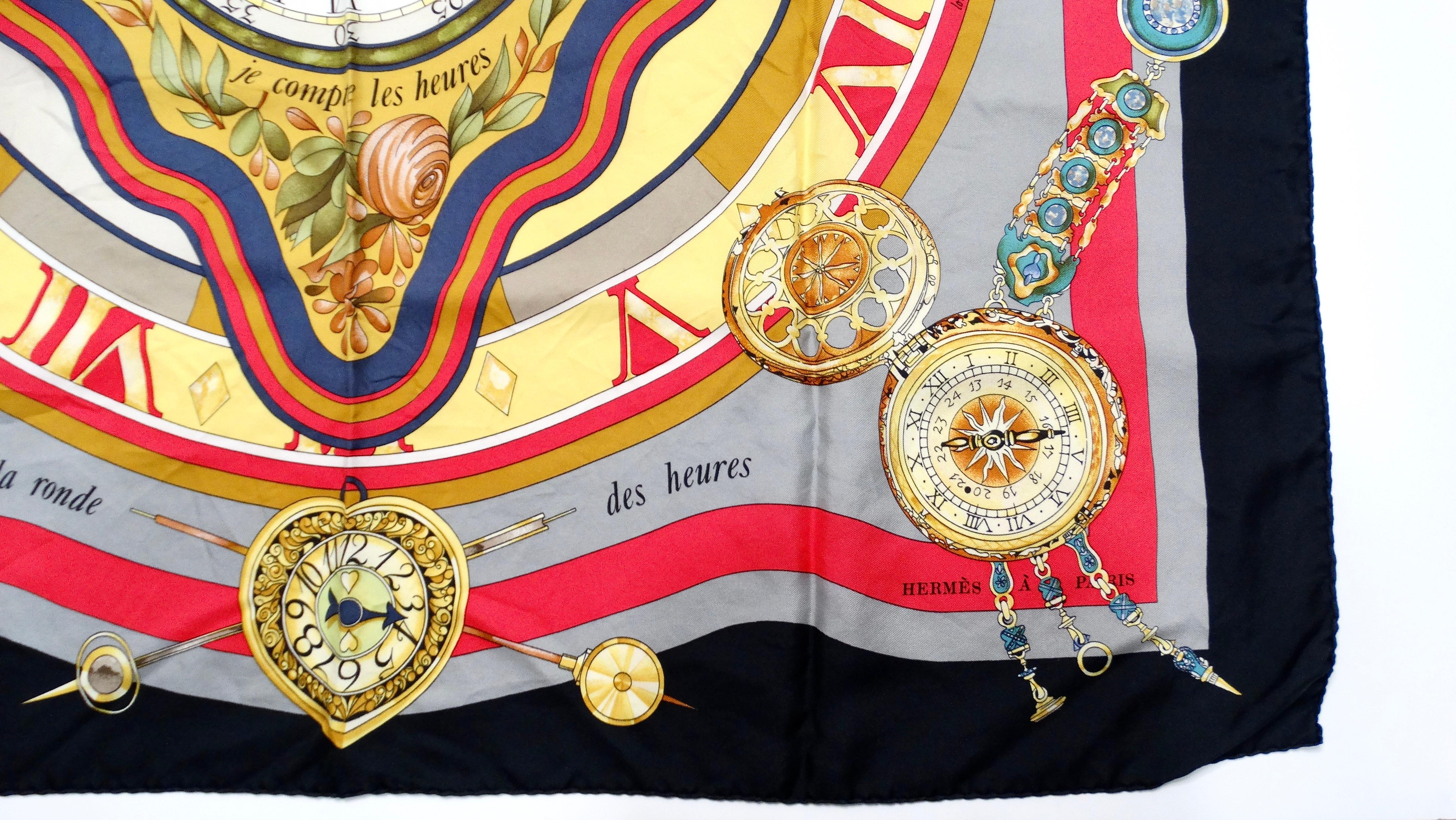 Brown Vintage Hermes Parmi Les Fleurs Compass Print Scarf For Sale