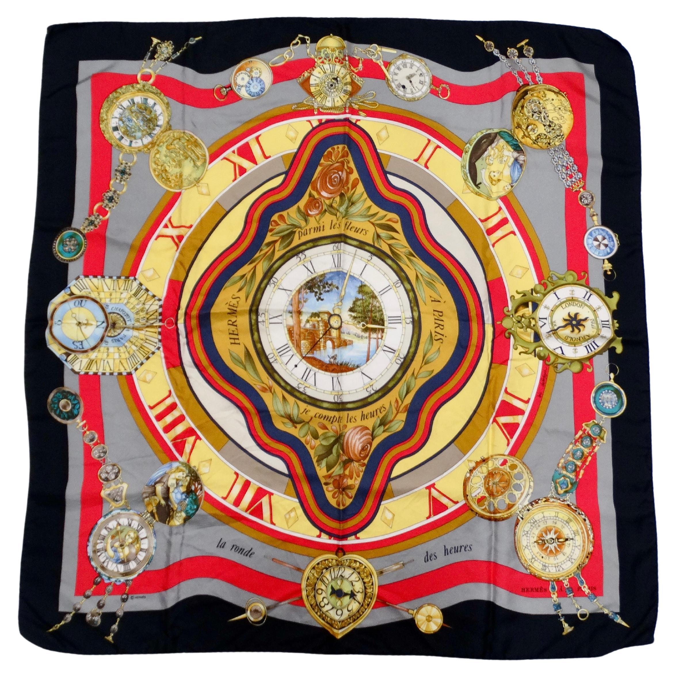 Vintage Hermes Parmi Les Fleurs Compass Print Scarf For Sale
