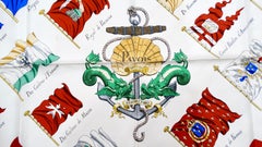 Vintage Hermes "Pavois" Flag Print Silk Scarf