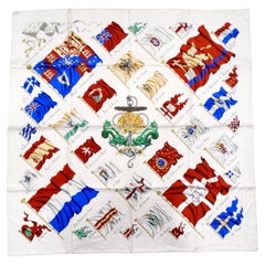 Vintage Hermes "Pavois" Flag Print Silk Scarf