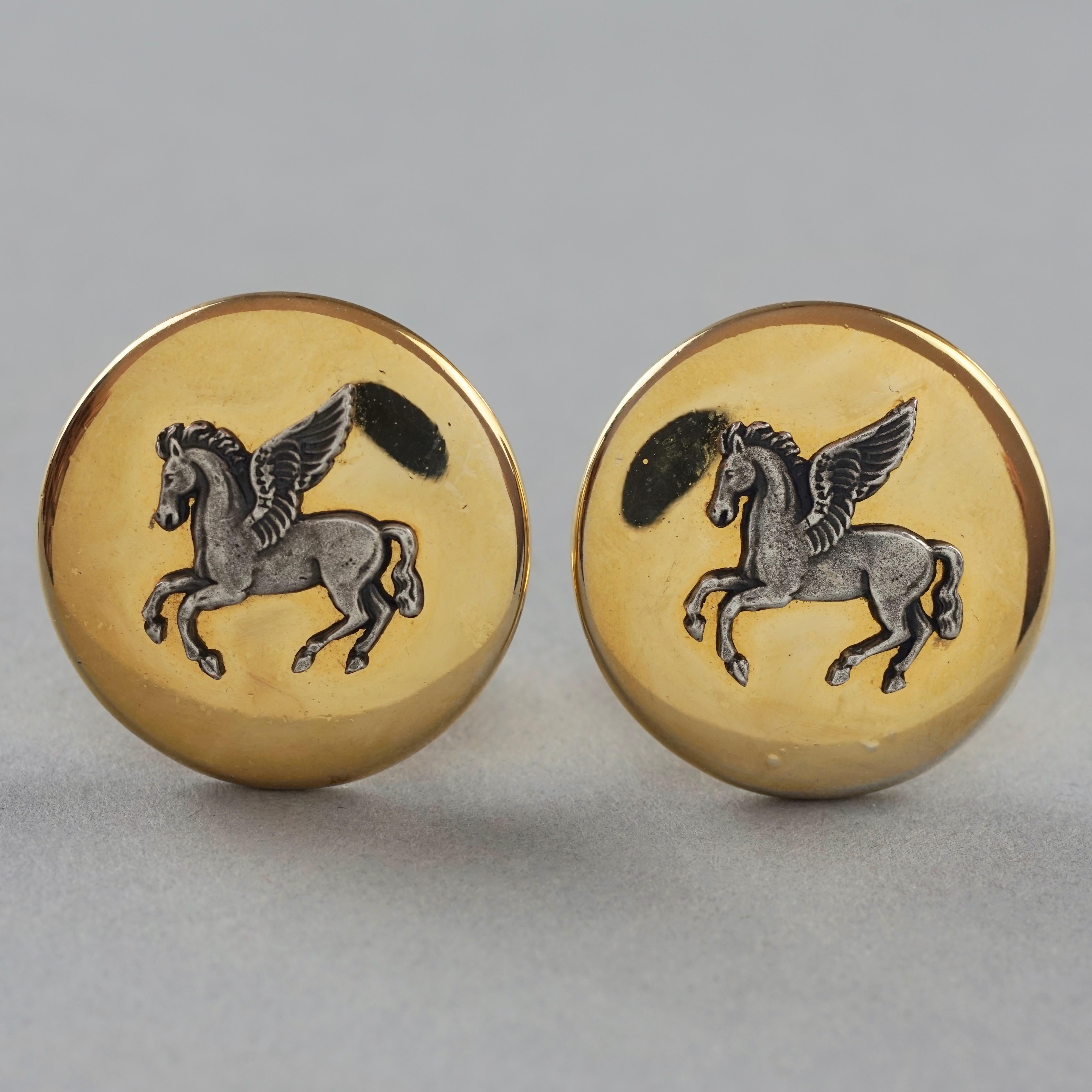 Vintage HERMES Pegasus Earrings In Good Condition For Sale In Kingersheim, Alsace