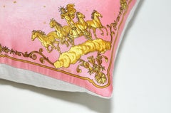 Vintage Hermès Pink and Gold Silk Scarf and Irish Linen Cushion Pillow