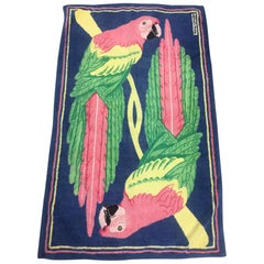 Vintage Hermès Pink Parrots Beach Towel 