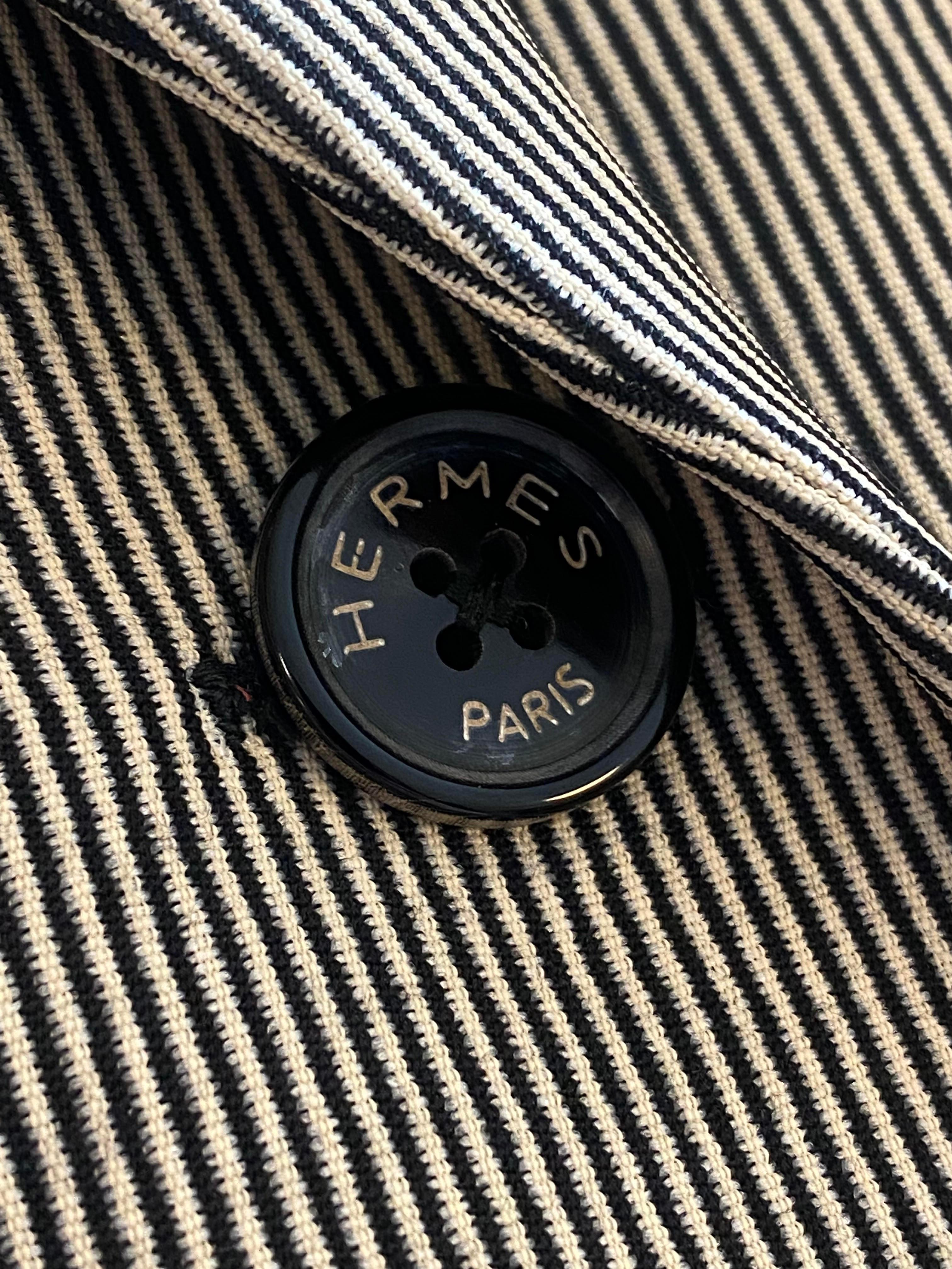 Vintage Hermes Pinstripe Longline Blazer For Sale 3