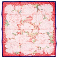 Vintage Hermes Pivoines Silk Scarf 