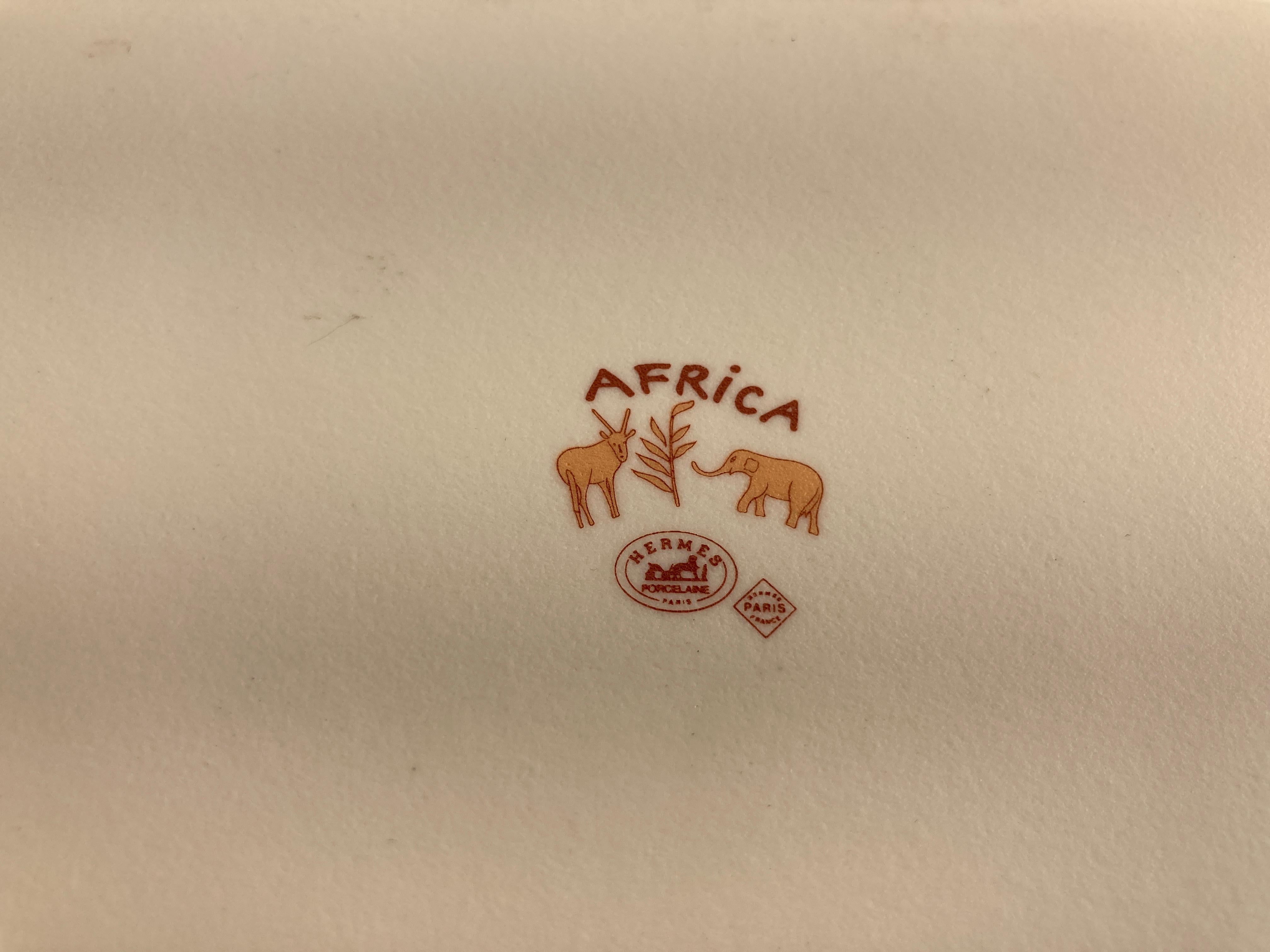 Hermes Porcelain Trinket Dish with Africa Orange Safari Design 6