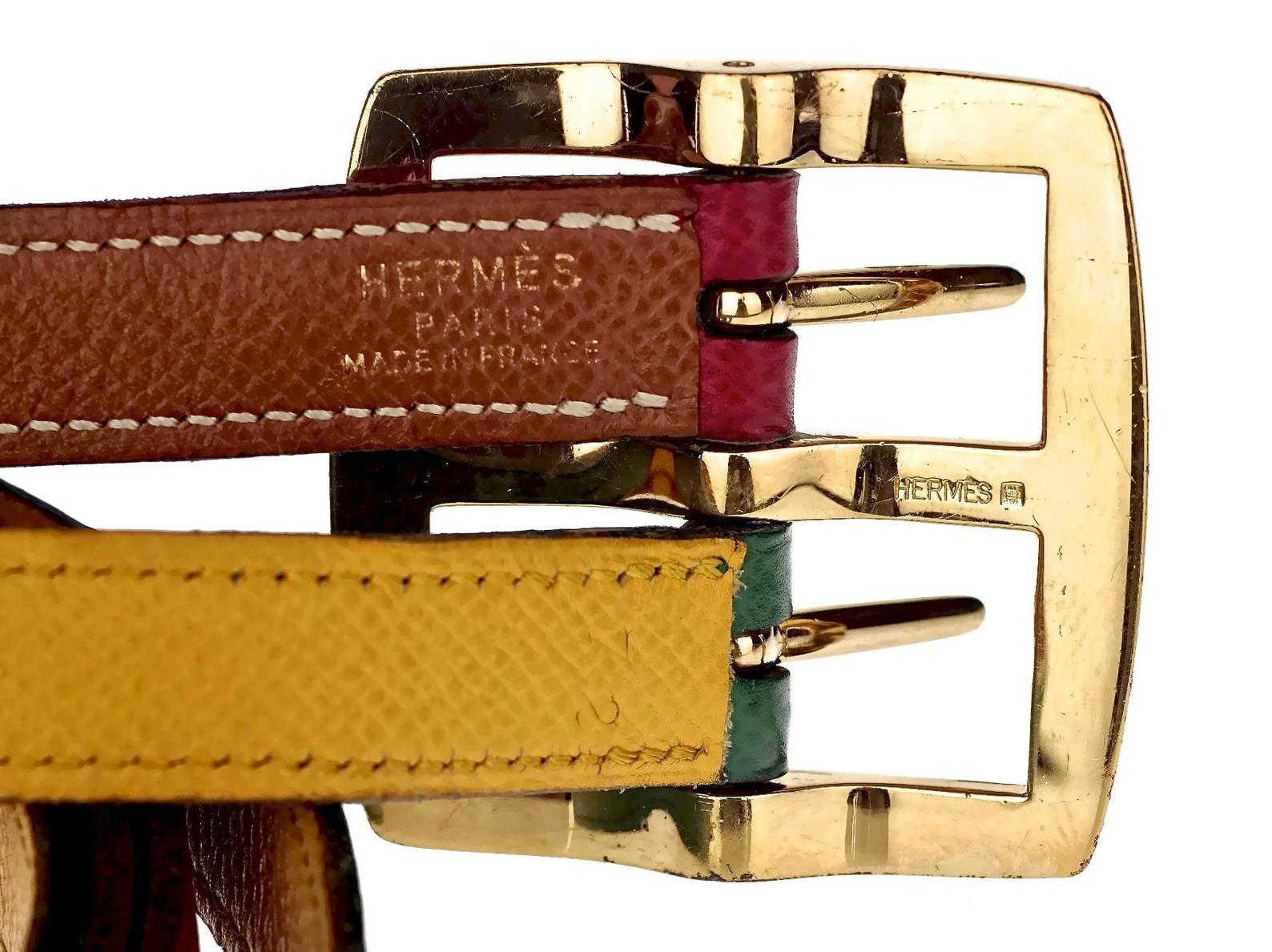 Vintage HERMES Reversible Pop Color Double Strap Belt For Sale 5